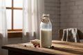 cow milk bottle place on table to